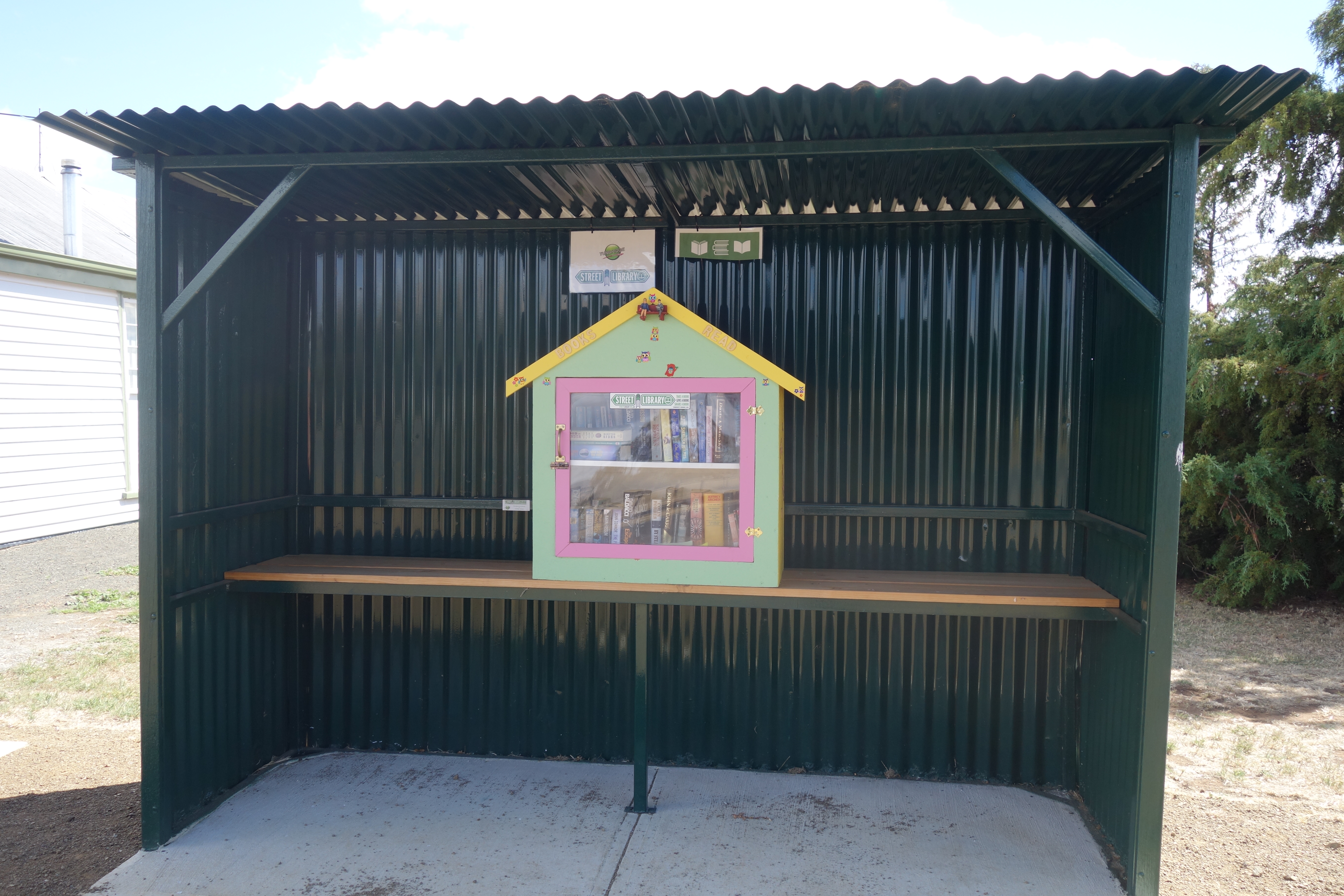 Street Library with books at the Bus Stop in Tunbridge, Tasmania